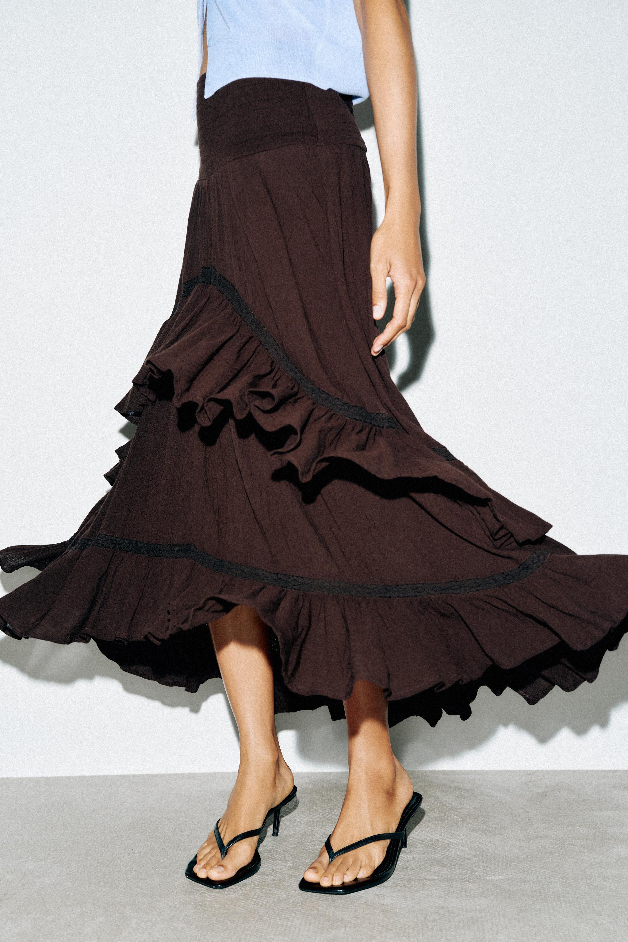 RUFFLED MIDI SKIRT
